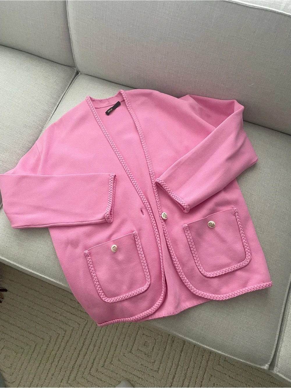 Maje pink braided cardigan - Picture 1 of 9